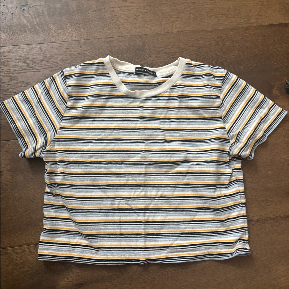 Brandy Melville cropped T shirt 
Striped great color combo